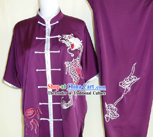 Traditional Chinese Silk Dragon Martial Arts Stage Performance Suit