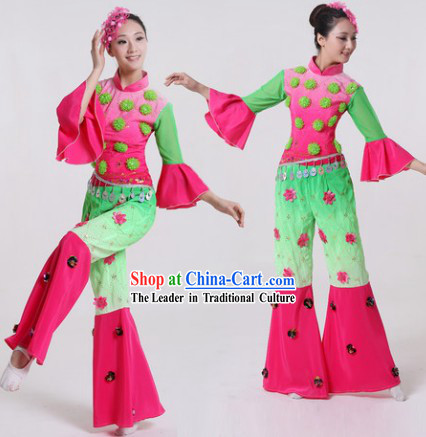 Yangge Dance Group Dance Singing Group Costumes and Headwear Complete Set for Women