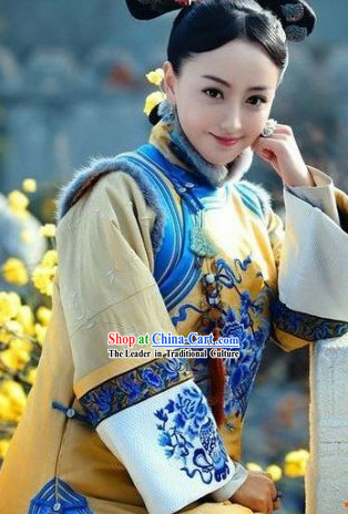 Qing Dynasty Princess Clothes and Hair Accessories Complete Set for Women