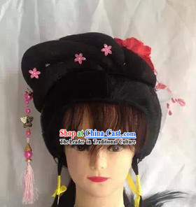 Chinese Opera Hua Dan Black Wig and Accessories