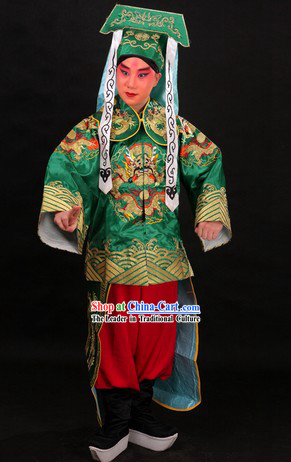 Traditional Chinese Dragon Embroidery Blouse and Pants and Hat