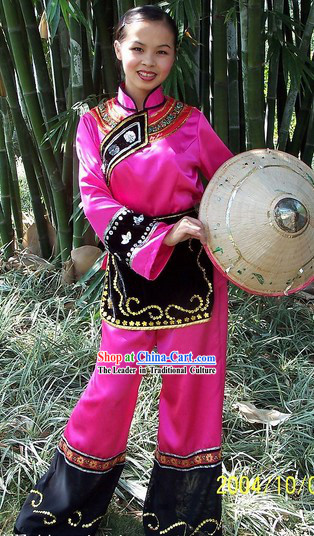 Traditional Chinese Maonan Tribe Outfit and Hat