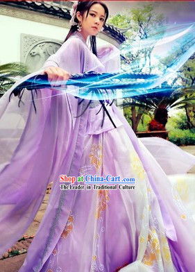 Zhou Zhiruo Purple Hanfu Clothes in The Heaven Sword and Dragon Saber