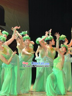 Jasmine Flower Competition Dance Costumes and Headwear Complete Set