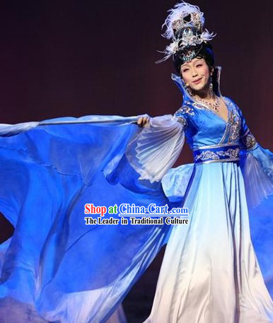 Li Yugang Style Opera Performance Dance Costume Dancewear and Hair Accessories Complete Set