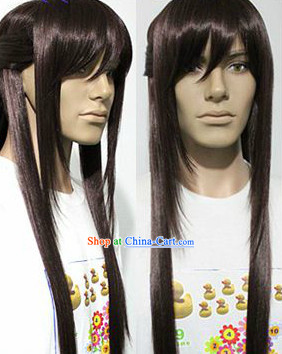 Ancient Chinese Style Black Long Hero Wig for Men