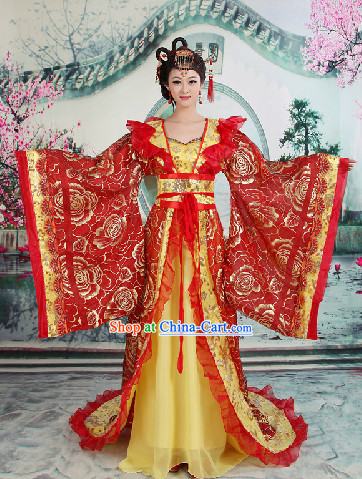 Ancient Chinese Imperial Palace Empress Clothes with Long Tail