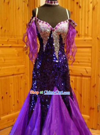 Professional Top Custom Make Purple Ballroom Dancing Suit