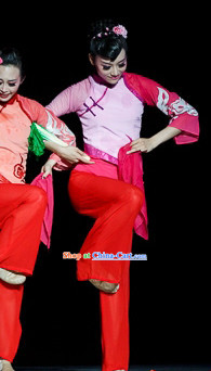 Pink Color Mandarin Handkerchief Dance Costumes and Handkerchief for Women