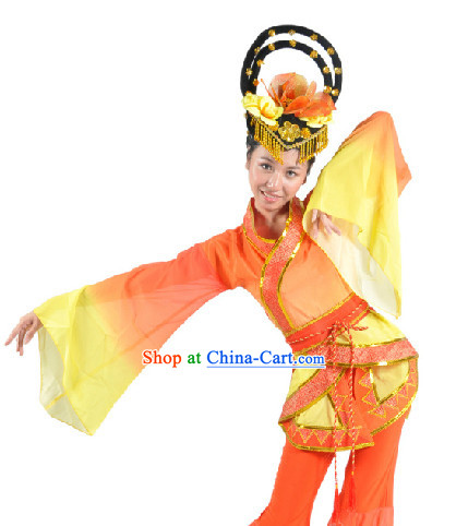 Traditional Han Dynasty Dancing Costume and Headdress for Women