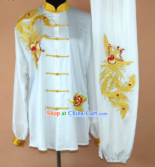 Embroidered Dragon Silk Kung Fu Uniform Complete Set