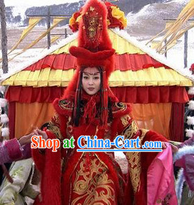 Wang Zhaojun Beauty Wedding Dresses and Hat Complete Set