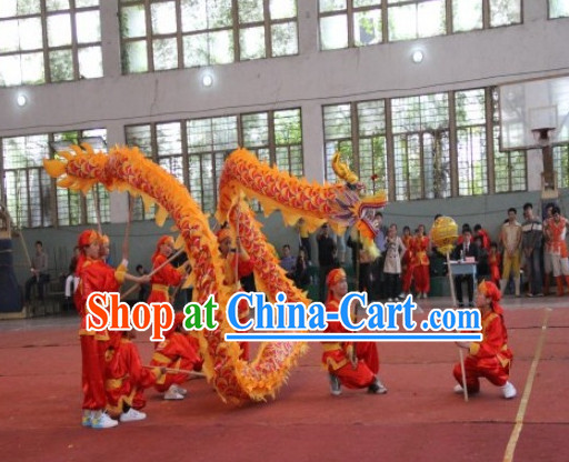 12 Meters Chinese Yellow Red Dragon Dance Equipment for 8 Kids