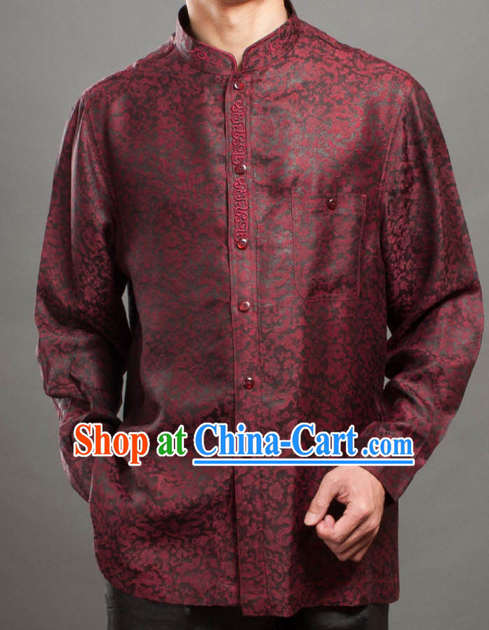 Supreme Deep Red Silk Traditional Dragon Blouse