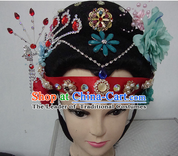 Chinese Opera Peking Opera Cantonese Opera Pearl Tower Hairstyles Fascinators Fascinator Wholesale Jewelry Hair Pieces and Black Wigs