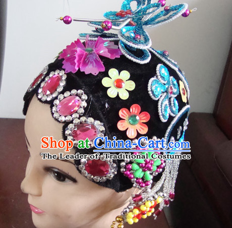 Handmade Ancient Chinese Peking Opera Qing Yi Wigs and Hair Pieces Set