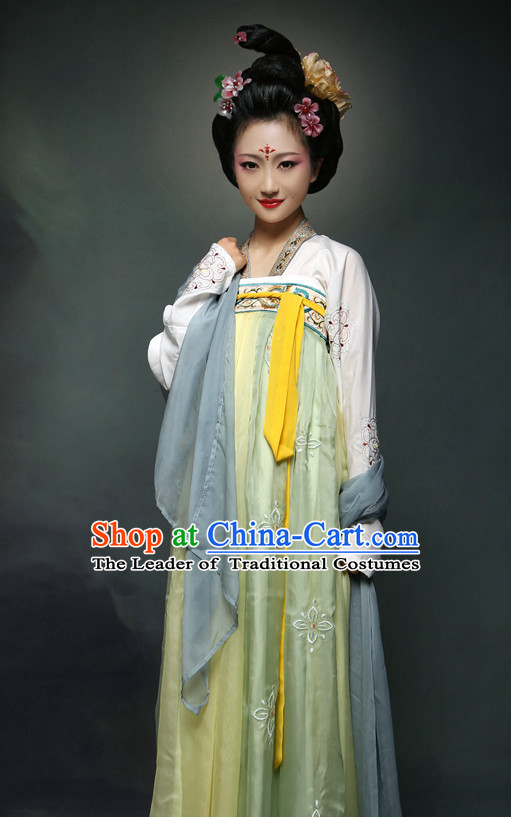 Ancient Chinese Tang Dynasty Princess Clothing and Hair Jewelry Complete Set for Women