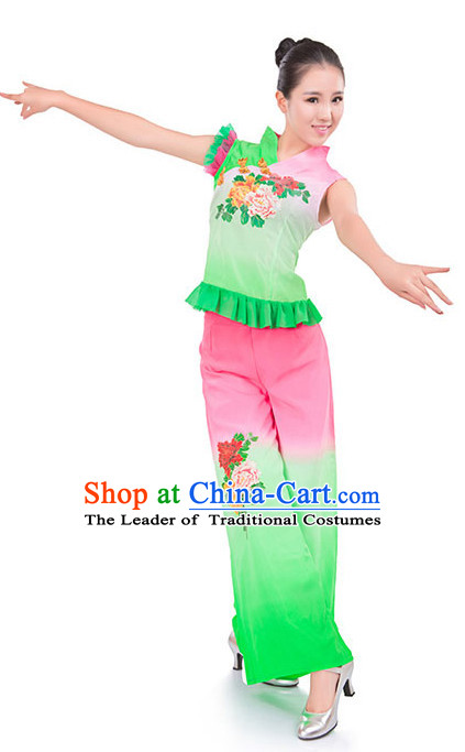 Chinese Folk Fan Dancing Clothes Costume Wholesale Clothing Group Dance Costumes Dancewear Supply for Women