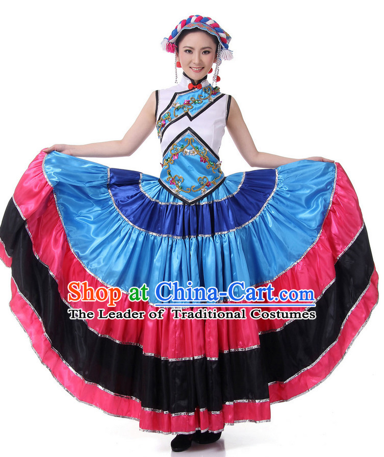 Chinese Festival Ethnic Dance Costume Wholesale Clothing Group Dance Costumes Dancewear Supply for Lady