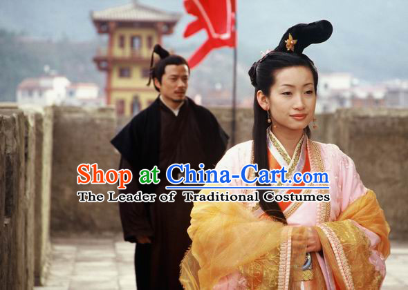 Chinese Eastern Zhou Dynasty Black Long Wigs for Women