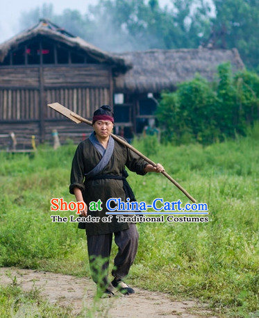 China Eastern Zhou Dynasty Civilian People Men Costume Complete Set