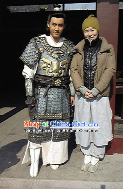 Chinese Costume Sui Dynasty Period Fighter Armor Costumes Complete Set for Men