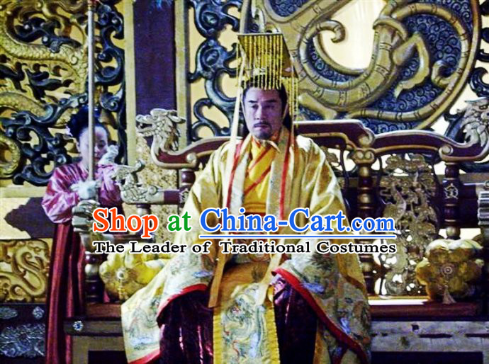 Chinese Costume Sui Dynasty Period Emperor Costumes China Clothing Complete Set for Men