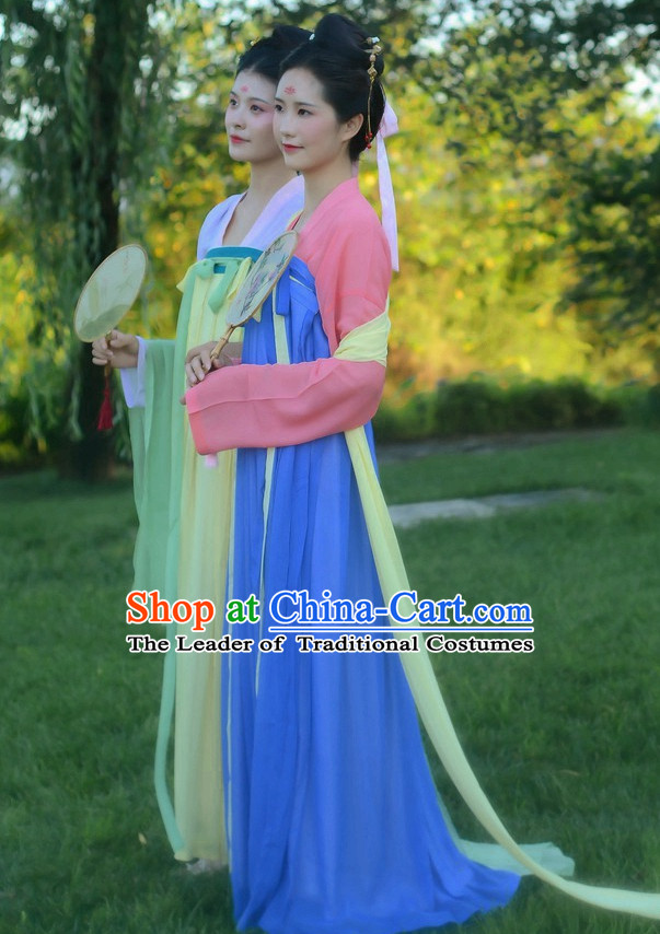 Blue Ancient Chinese Costumes Free Custom Tailored Service Tang Dynasty Classic Dresses Costume for Women