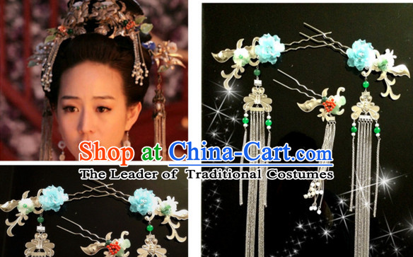 Chinese Ancient Style Queen Wigs and Hair Jewelry Accessories Hairpins Headwear Headdress Hair Fascinators for Women