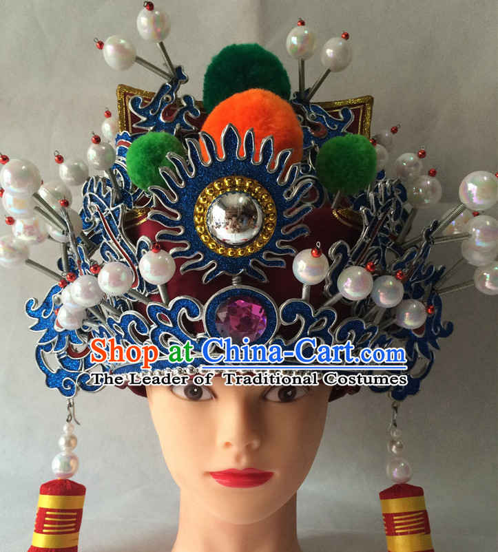 Chinese Opera General Superhero Hat Helmet Hat Headwear Headpieces Headdress for Men