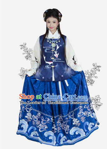 Ming Dynasty Clothing Chinese Classic Costume Ancient China Costumes Han Fu Dress Wear Garment Outfits Suits Clothing and Hair Accessories Complete Set for Women