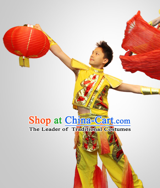 Chinese Folk Red Lantern Dance Costumes and Lantern Props for Men