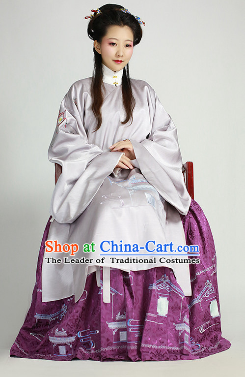 Ming Dynasty Clothing Chinese Classic Costume Ancient China Costumes Han Fu Dress Wear Garment Outfits Suits Clothing and Hair Accessories Complete Set for Women