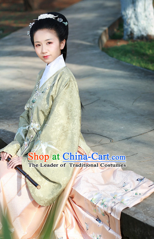 Ming Dynasty Clothing Chinese Classic Costume Ancient China Costumes Han Fu Dress Wear Garment Outfits Suits Clothing and Hair Accessories Complete Set for Women