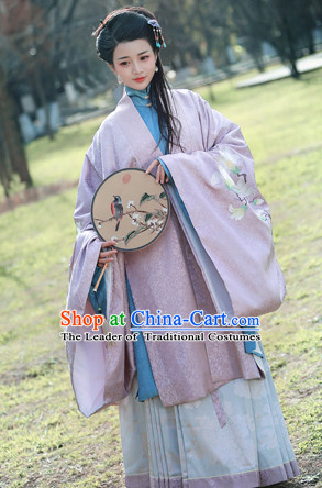 Ming Dynasty Clothing Chinese Classical Costume Ancient China Costumes Han Fu Dress Wear Garment Outfits Suits Clothing and Hair Accessories Complete Set for Women