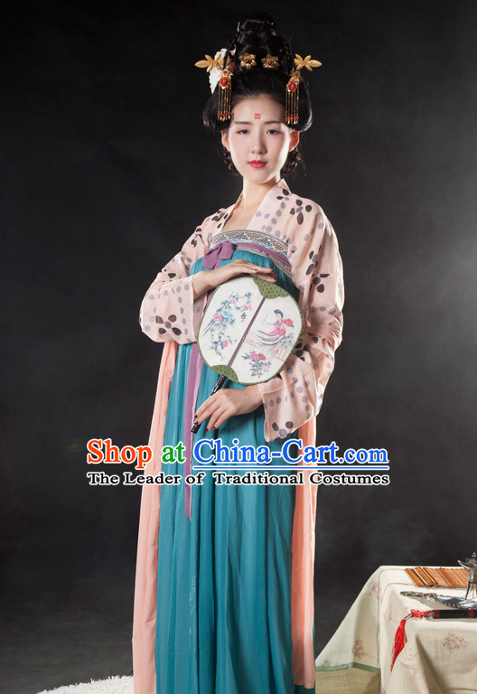 Asian Fashion Chinese Ancient Tang Dynasty Lady Clothes Costume China online Shopping Traditional Costumes Dress Wholesale Culture Clothing and Hair Accessories for Women