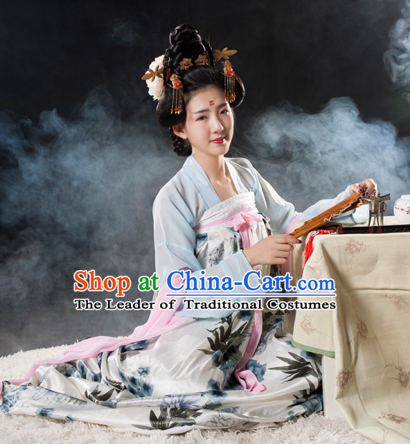 Asian Fashion Chinese Ancient Tang Dynasty Lady Clothes Costume China online Shopping Traditional Costumes Dress Wholesale Culture Clothing and Hair Accessories for Women