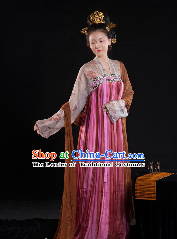 Asian Fashion Chinese Ancient Tang Dynasty Lady Clothes Costume China online Shopping Traditional Costumes Dress Wholesale Culture Clothing and Hair Accessories for Women