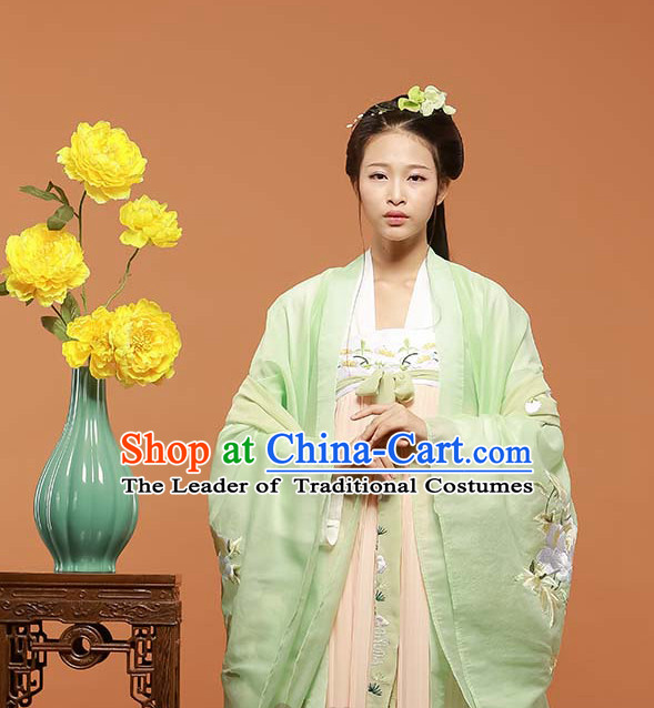 Asian Fashion Chinese Ancient Tang Dynasty Embroidered Cranes Clothes Costume China online Shopping Traditional Costumes Dress Wholesale Culture Clothing and Hair Accessories for Women