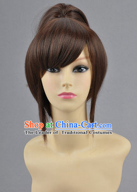 Ancient Asian Chinese Japenese Korean Knight Cosplay Long Wigs Classic Lace Front Toupee Hair Extensions Wig