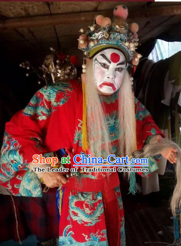 Chinese Opera Costumes Beijing Opera Costume Peking Stage Prime Minster Dress Dragon Robe Complete Set for Men