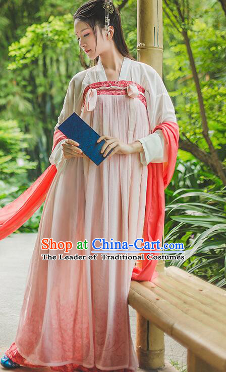 Chinese Tang Dynasty Princess Dress Clothing and Hair Jewelry Complete Set for Women and Girls