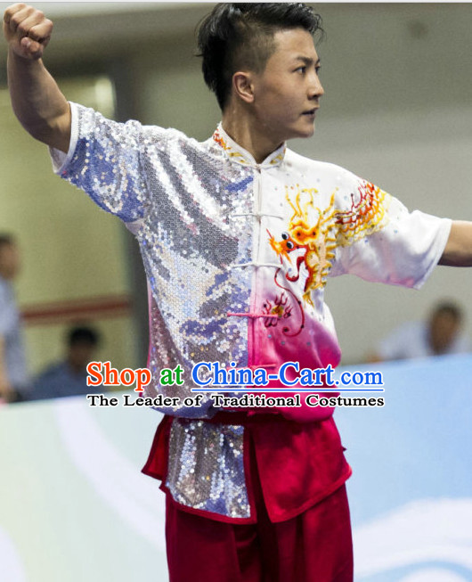 Top Wushu Competition Suits Southern Fist Tourament Qigong Kung Fu Training Karate Clothes Shaolin Outfit Martial Arts Uniform for Men Women Girls Boys Kids Adults