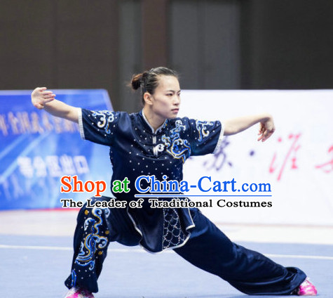 Top Wushu Long Fist Competition Suits Changquan Tourament Qigong Kung Fu Training Clothes Shaolin Outfit Martial Arts Uniform for Men Women Girls Boys Kids Adults