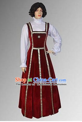 Traditional British National Costume Medieval Costume Renaissance Costumes Historic Dresses Complete Set for Women