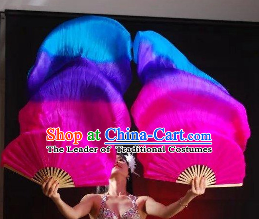 1.5 Meters Pure Silk Long Color Change Chinese Dance Belly Dance Hand Fans Hand Fan Japanese Wedding Fans Oriental Fan