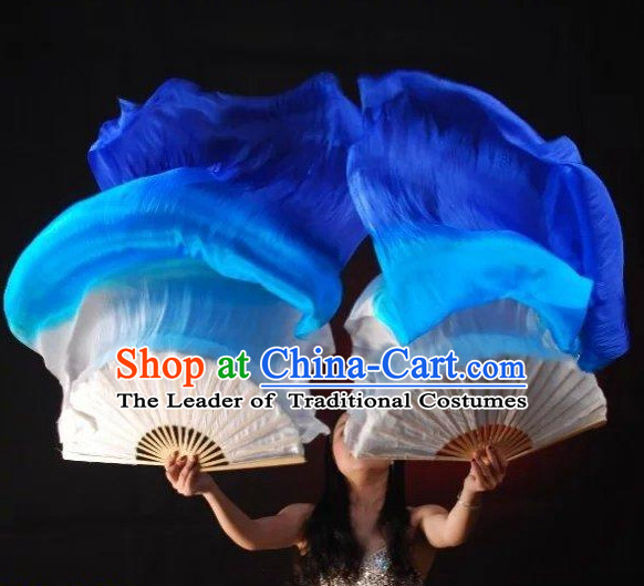 1.5 Meters Pure Silk Long Color Change Chinese Dance Belly Dance Hand Fans Hand Fan Japanese Wedding Fans Oriental Fan