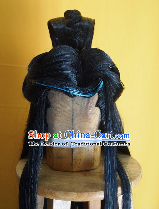 Ancient Chinese Style Full Wigs Hair Extensions Toupee Lace Front Wigs Remy Hair Sisters for Kids Men Hair Pieces Weave Hair Wig