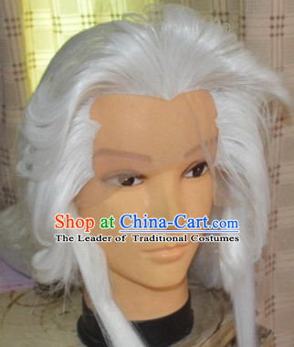 Ancient Chinese Japanese Korean Asian Long Wigs Cosplay Wig Hair Extensions Toupee Full Lace Front Weave Pieces for Men