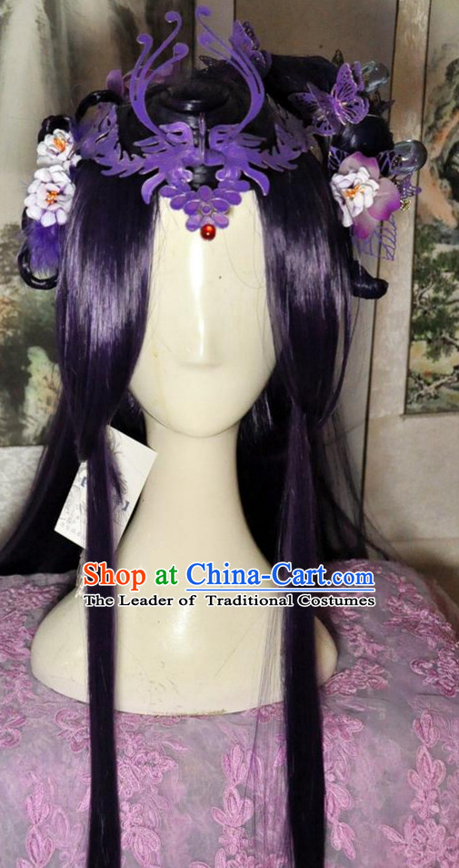 Chinese Empress Queen Princess Long Wig Hair Extensions Real Wigs Toupee Full Lace Front Wigs Weave Pieces and Hair Jewelry for Women